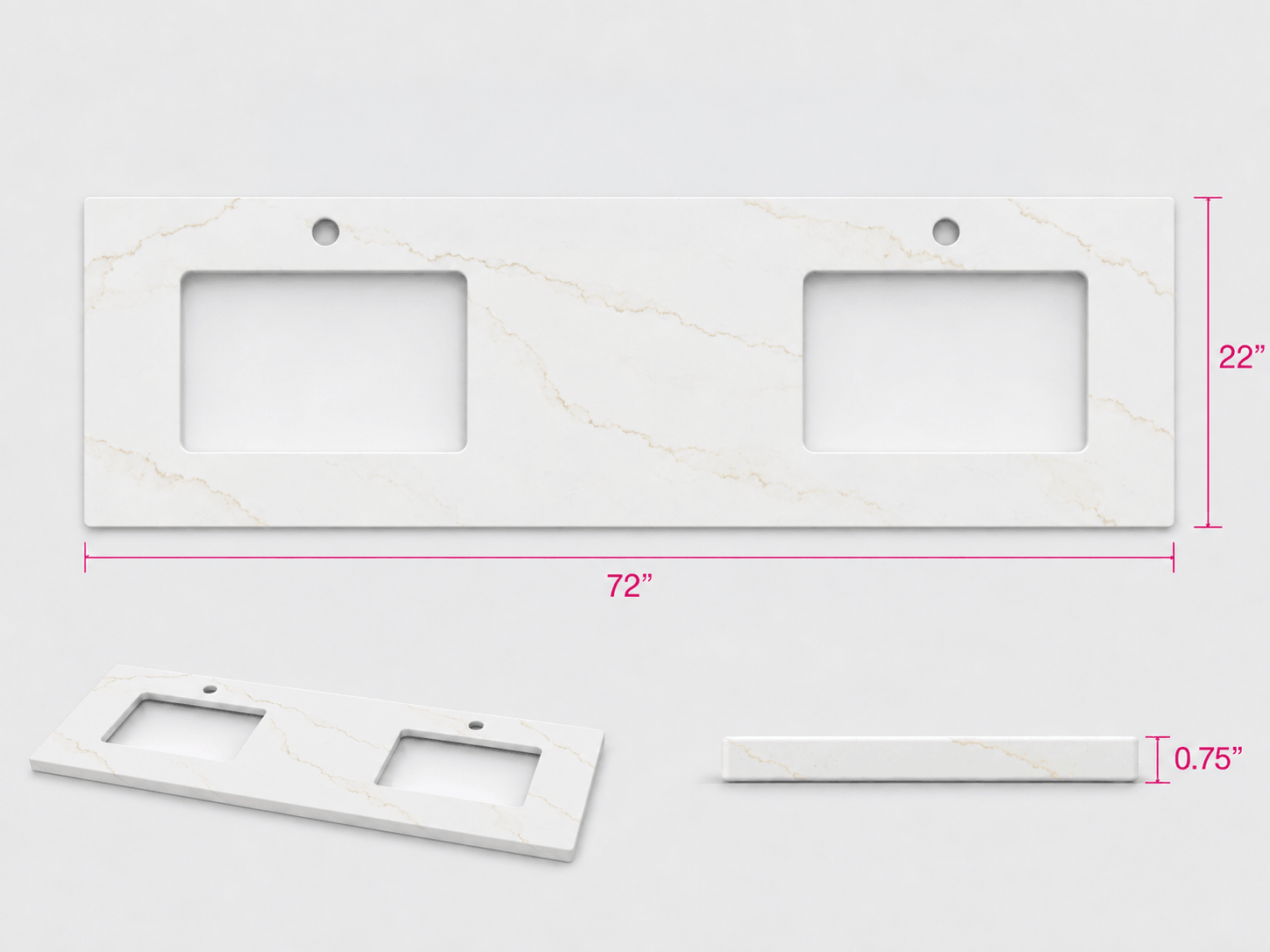 Quartz Top - Calacatta Gold 72"
