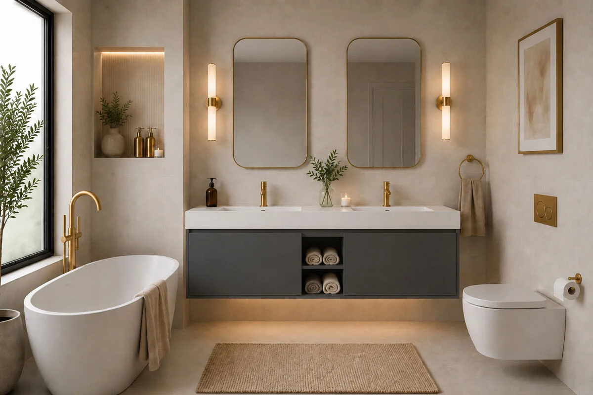 Gala Bathroom Cabinet - Dark Gray 60"