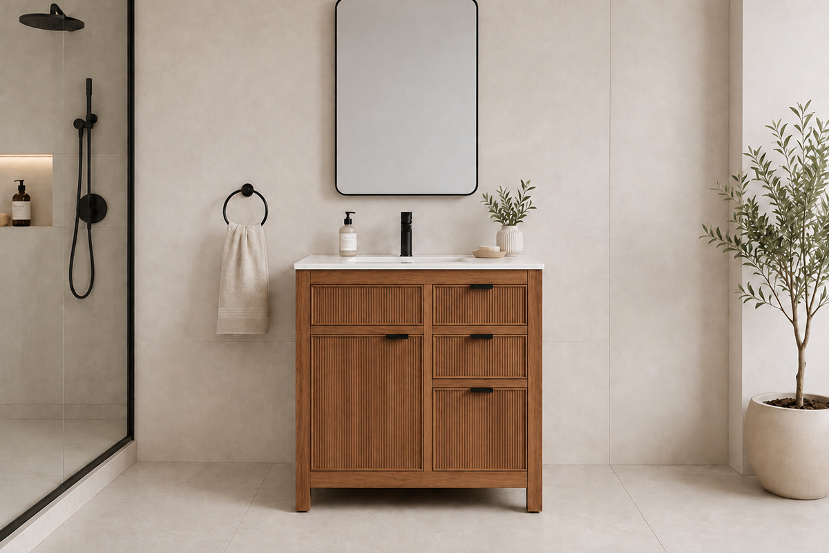 Catalina Bathroom Cabinet - Walnut 30"