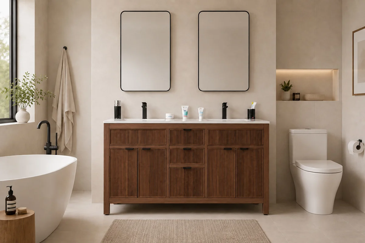 Catalina Bathroom Cabinet - Walnut 60"