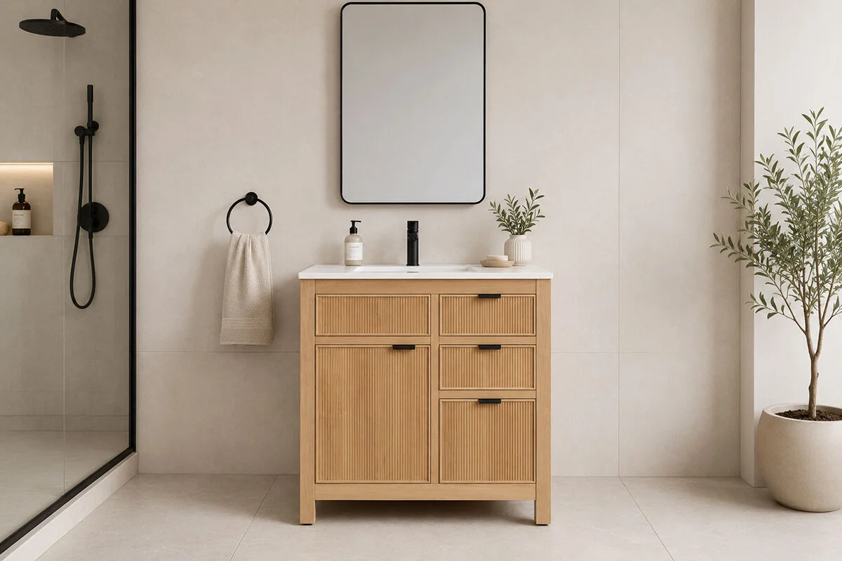 Catalina Bathroom Cabinet - Natural Oak 30"