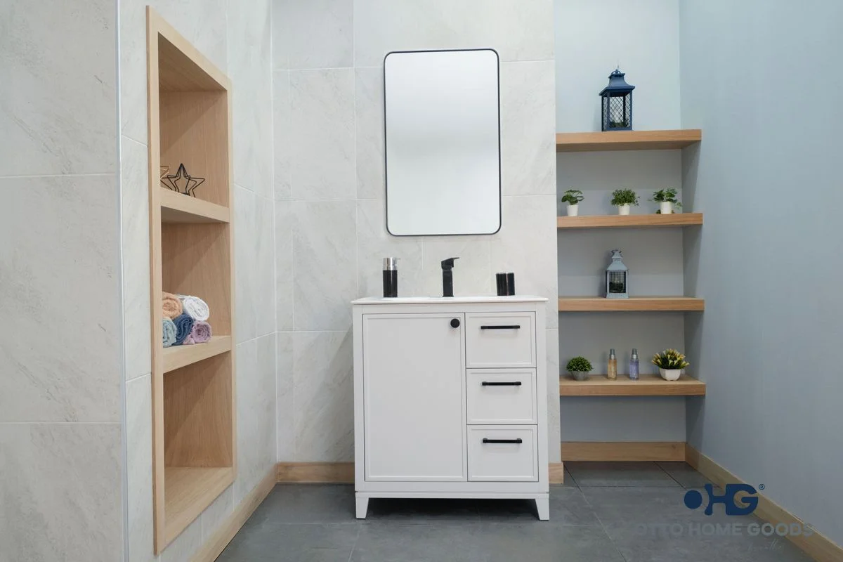 Frame Bathroom Cabinet - White 30"