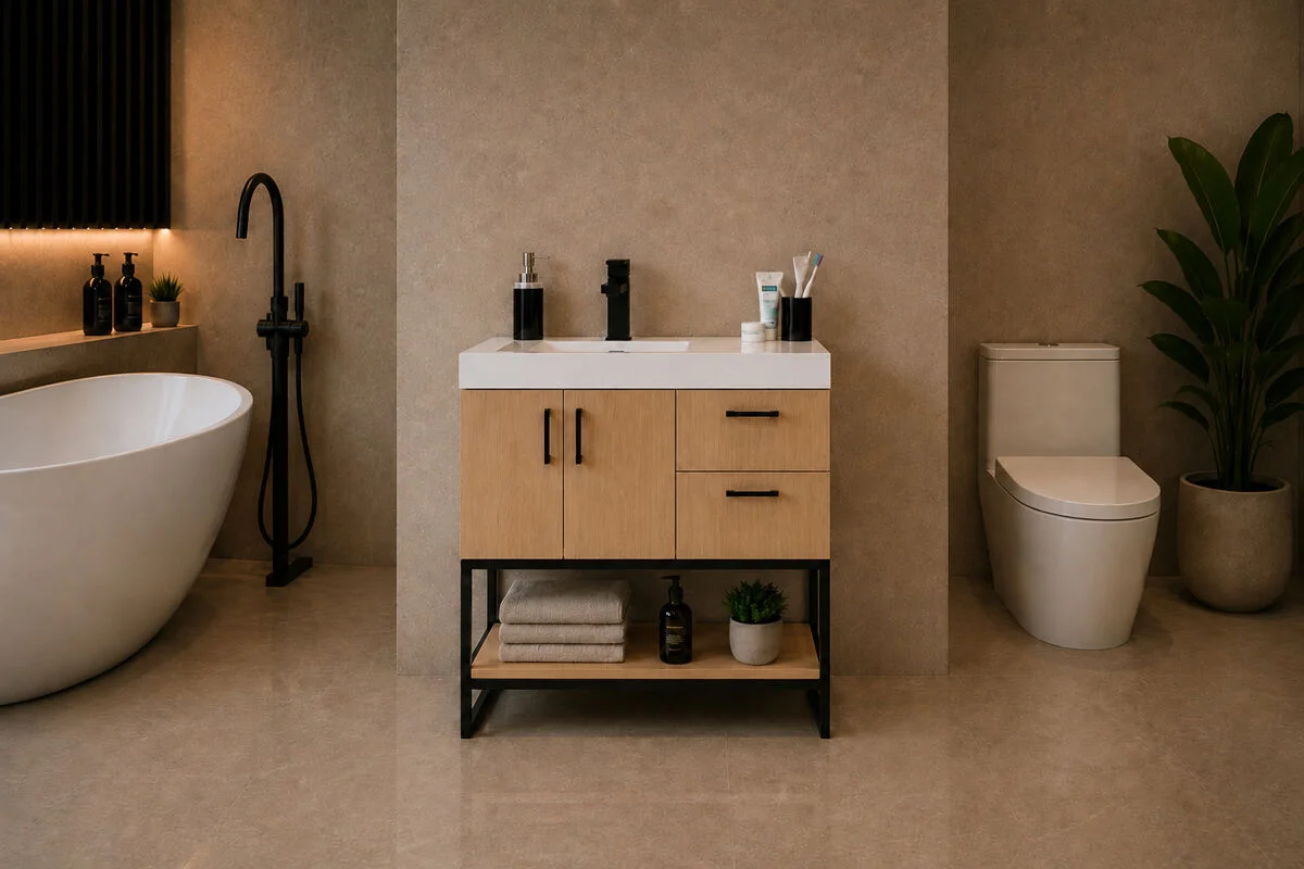 Solana Bathroom Cabinet - Natural Oak 36"