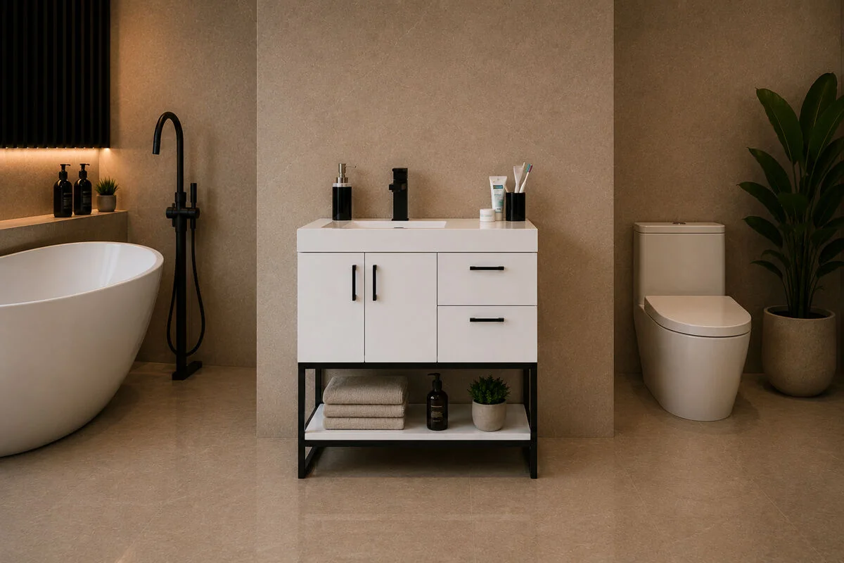 Solana Bathroom Cabinet - White 36"