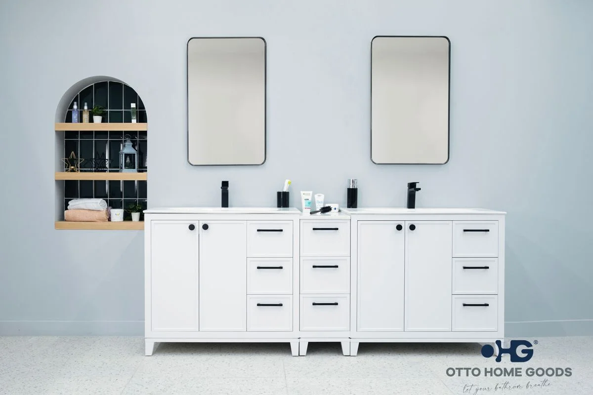 Frame Bathroom Cabinet - White 84"