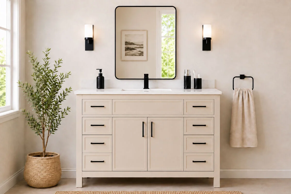 Novello Bathroom Cabinet - Beige 48"