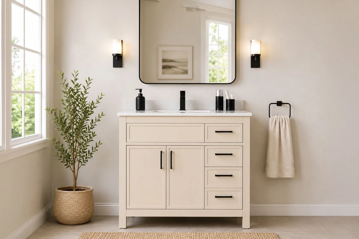 Novello Bathroom Cabinet - Beige 36"
